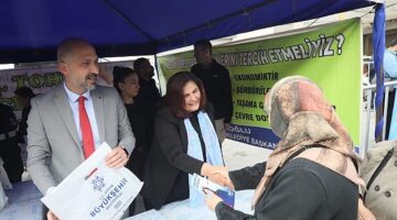 Aydın Büyükşehir Belediye Başkanı Özlem Çerçioğlu, Ata Tohumlarından üretilen fidelerin dağıtımını Söke'de gerçekleştirdi