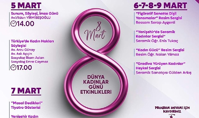 Yenişehir Belediyesinin 5 gün sürecek 8 Mart etkinlikleri başlıyor