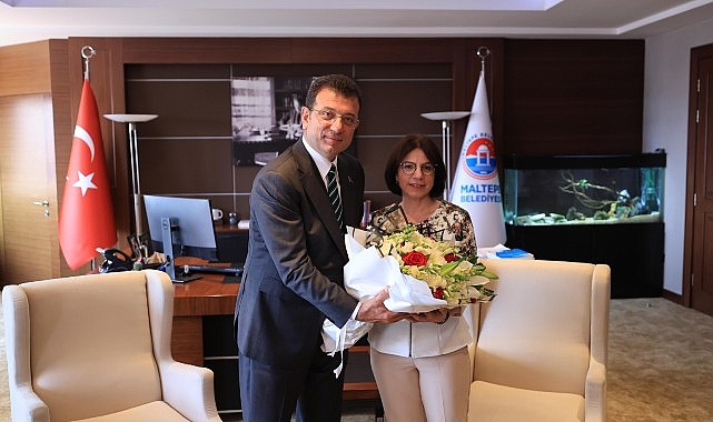 Ekrem İmamoğlu, Maltepe Belediye Başkanı Esin Köymen'e tebrik ziyaretinde bulundu