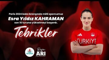 Nevşehir Belediye Başkanı Rasim Arı, Paris 2024 boks branşında son 16 turuna yükselmeyi başaran Nevşehirli milli sporcu Esra Yıldız Kahraman'ı tebrik etti